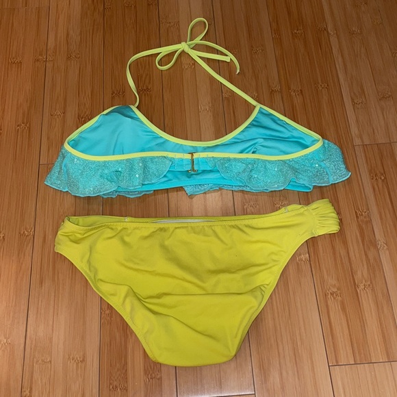 Victoria's Secret Swim Sparkle Aqua And Neon Green Bikini Poshmark